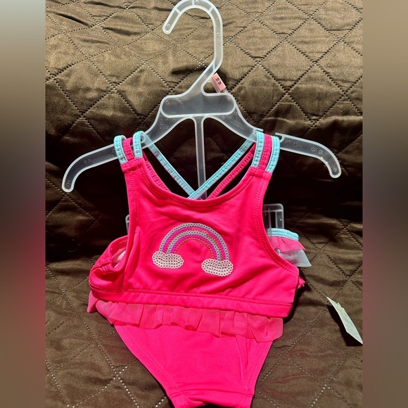 NWT-Pink Rainbow Tutu Swimsuit toddler size 18m - Picture 1 of 5
